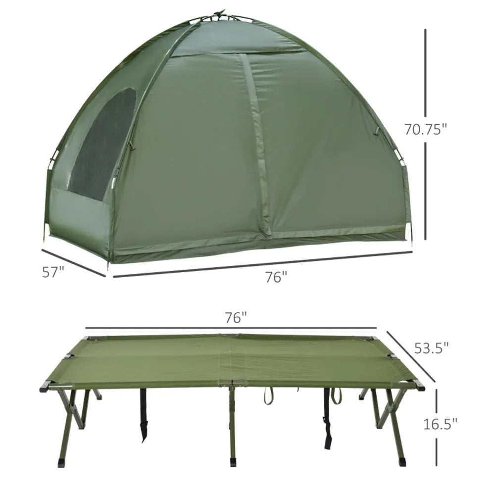 Compact 1 Person Folding Portable Pop-Up Off-Ground Bed Single Layer Polyester Rod Outdoor Camping Hiking