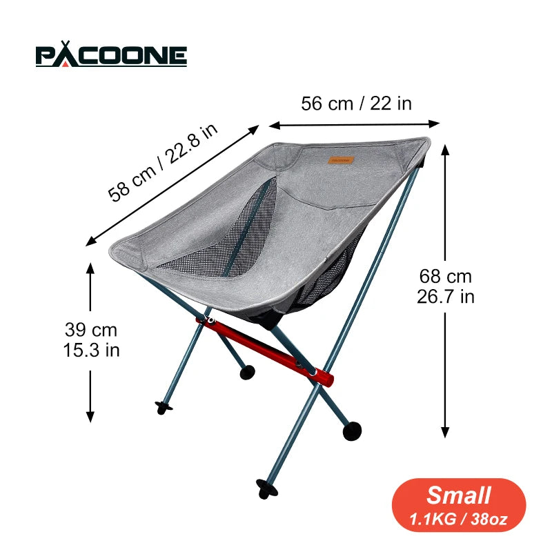 PACOONE Travel Ultralight Folding Chair Portable Moon Chair for Outdoor Camping Fishing Beach Hiking and Picnic