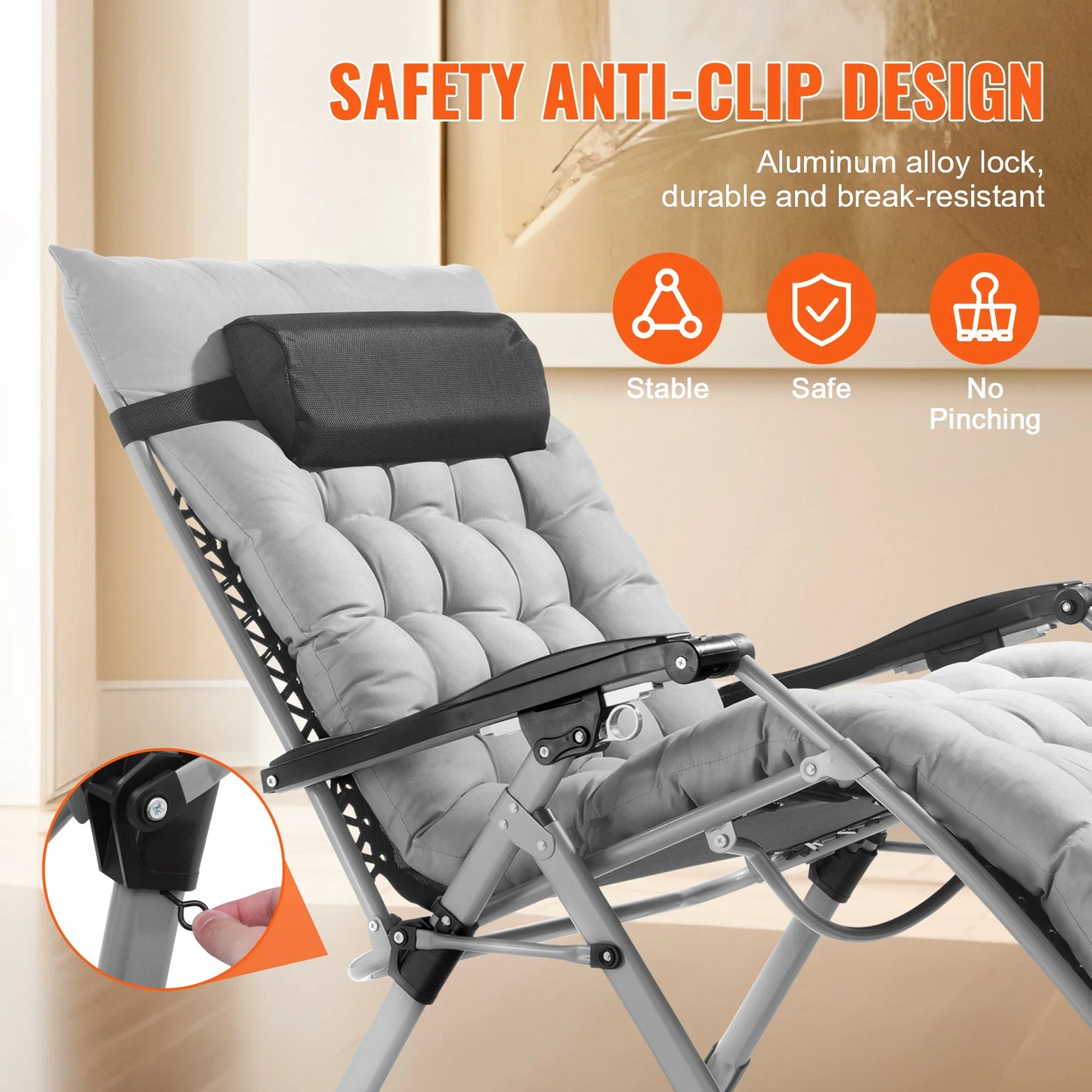 VEVOR Zero Gravity Recliner Lounge Chair Adjustable Anti Gravity Chair with Cushion Footrest and Cupholder