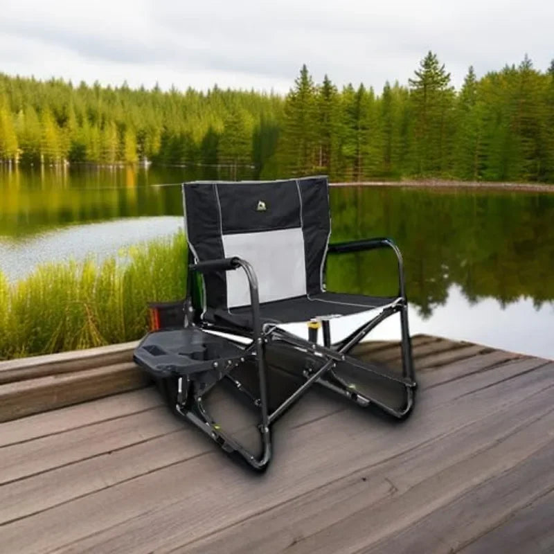 GCI Outdoor Freestyle Rocker XL with Side Table Portable Folding Rocking Chair with Solid Durable Armrests