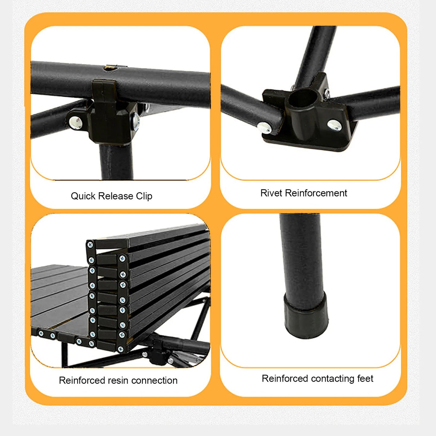 Folding Camping Table 47.24in Black Multi Functional Carbon Steel Portable Roll Up Outdoor Table with Carrying Bag for Outdoor