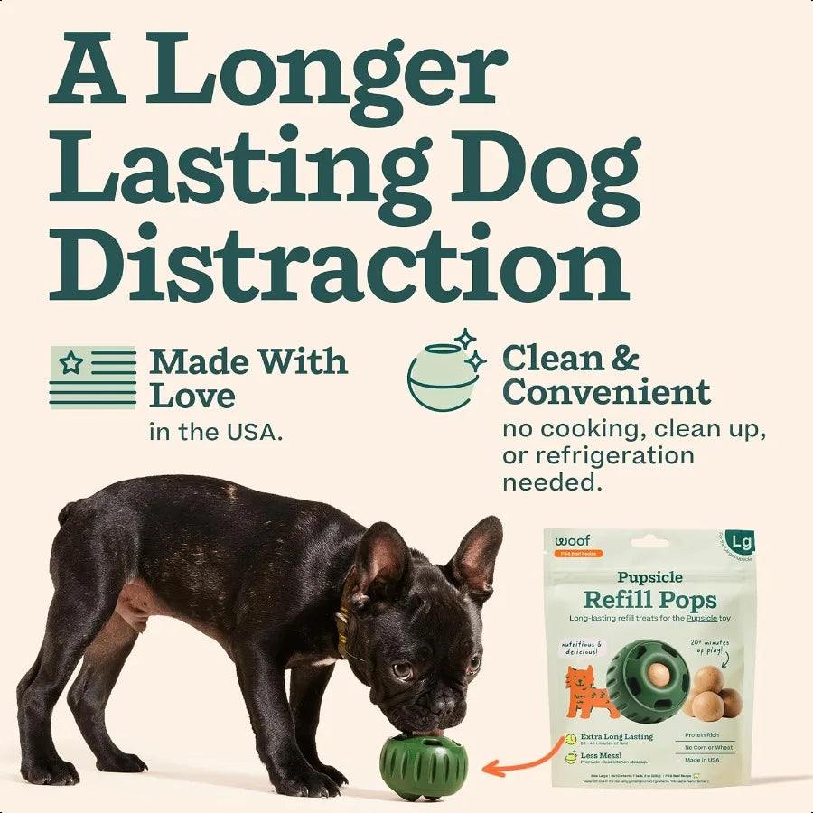 Pupsicle Refill Pops LowM Dog Snacks with Peanut Butter and Beef Dog Treats Long Lasting Large Pops 7 Count