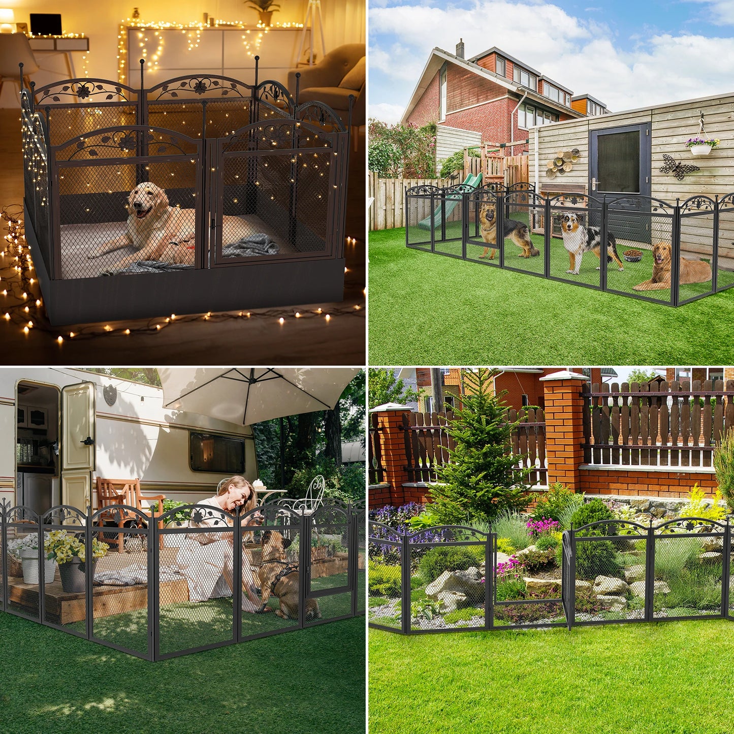Dog Playpen Fence Detachable Play Pen Exercise Puppy Kennel Cage 8 Panels with Waterproof Pad
