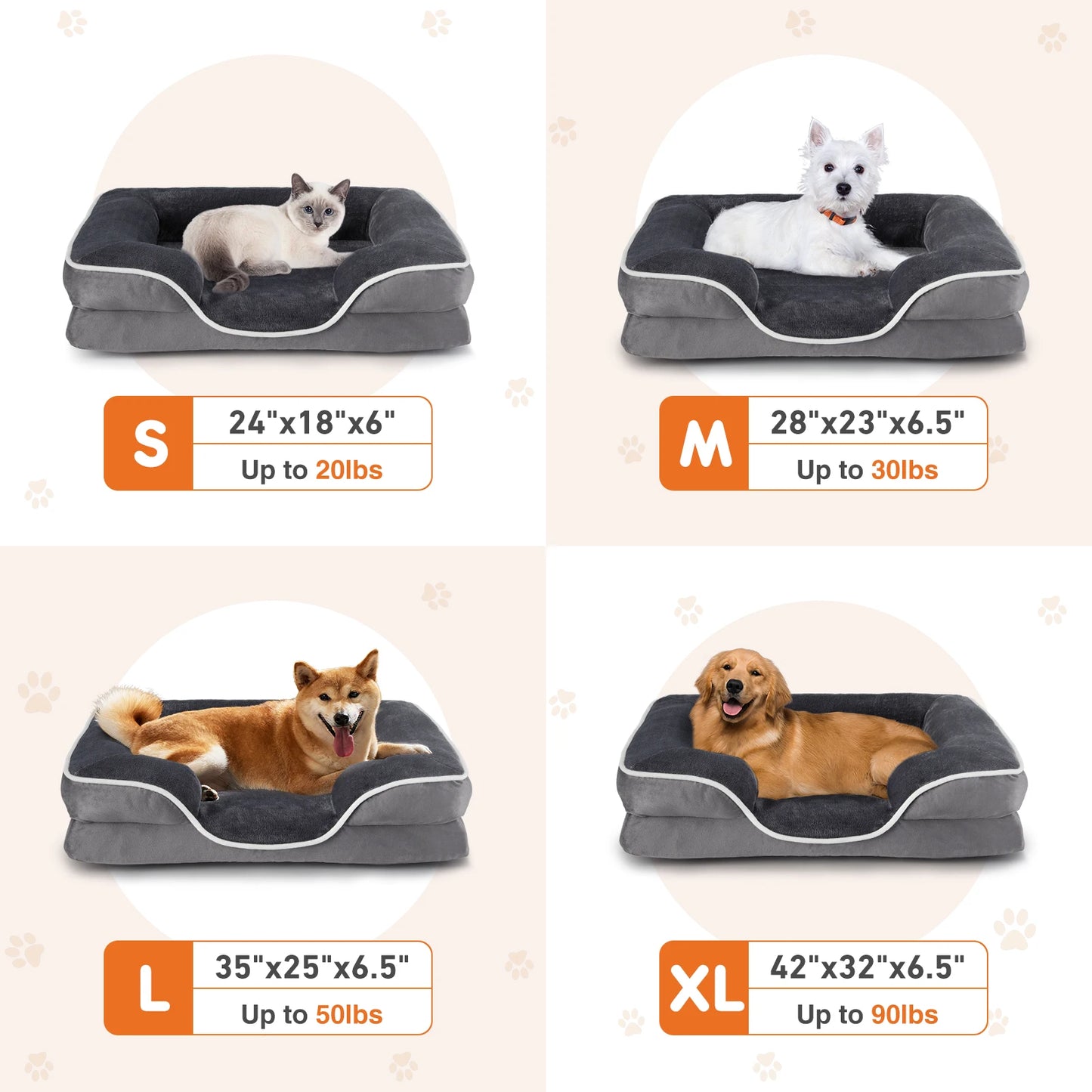 JHK Orthopedic Memory Foam Dog Bed for Small Dogs and Cats