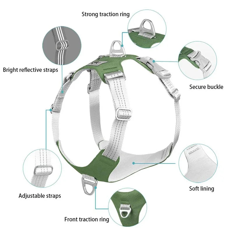 Adjustable Reflective Dog Harness Vest for Small Medium Large Dogs Outdoor Training