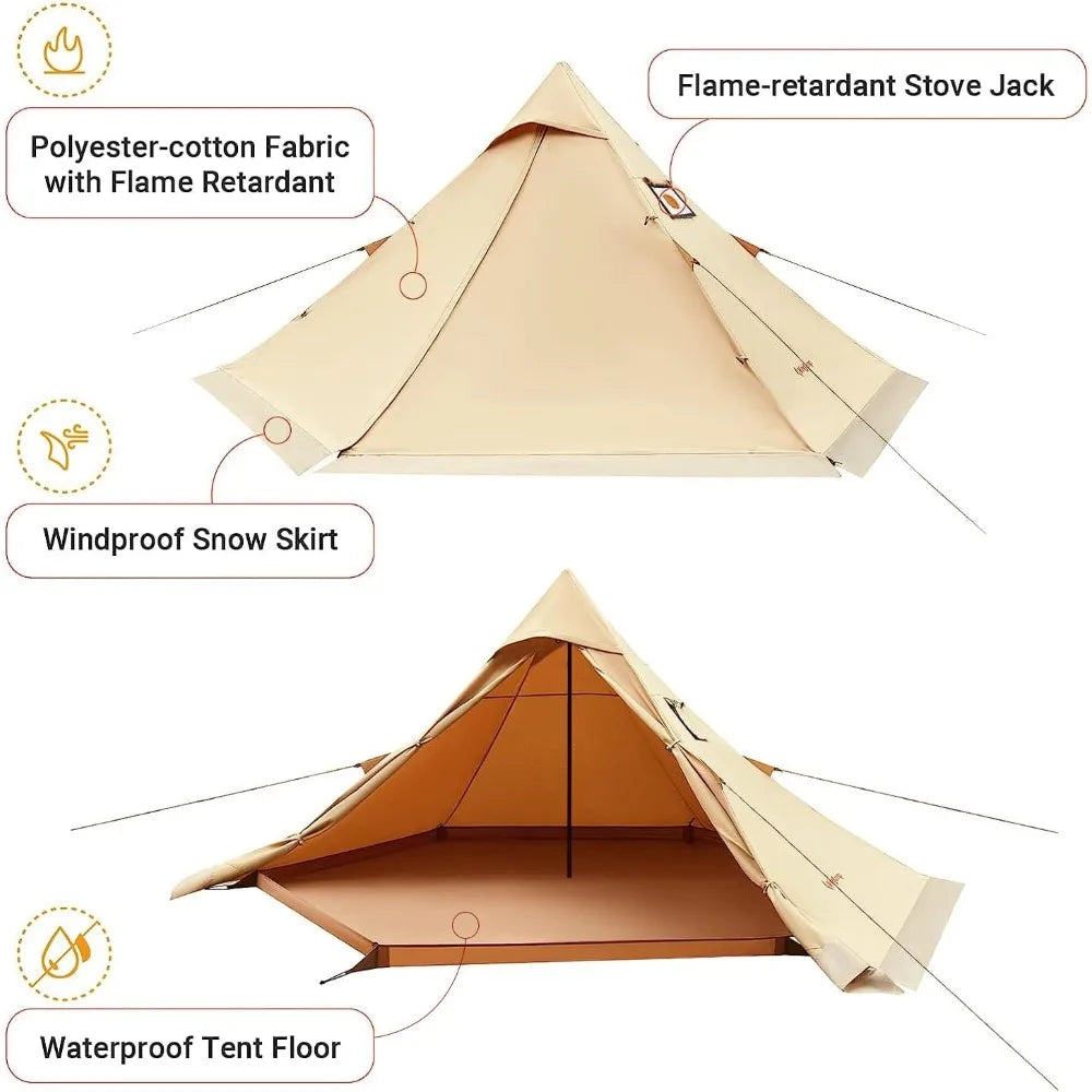 Hot Tent, Lightweight Waterproof & Windproof Tipi Hot Tents with Stove Jack for Outdoor Camping