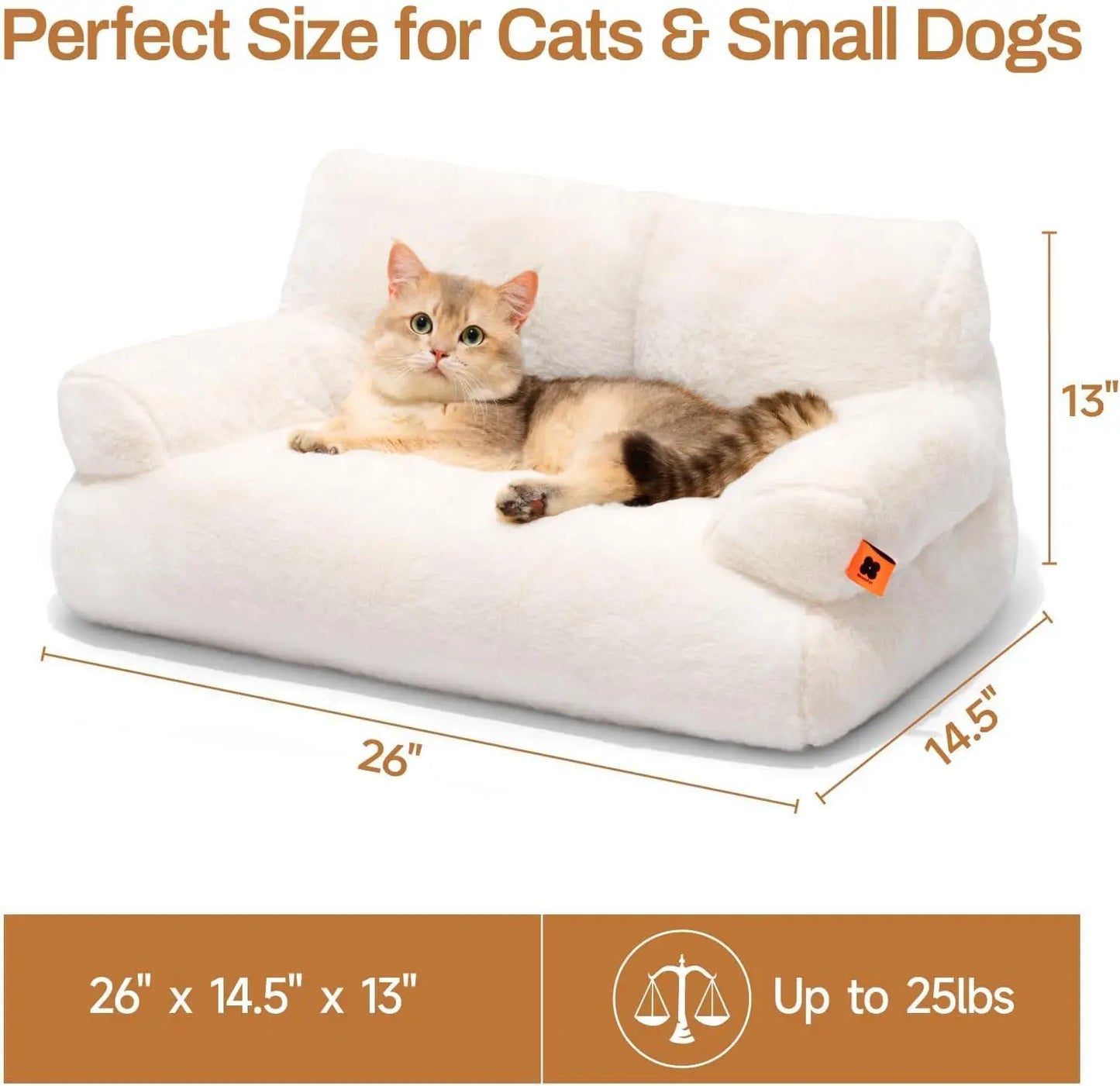 Mewoofun Pet Couch Bed 26x19x13 Inches Washable Cat Bed