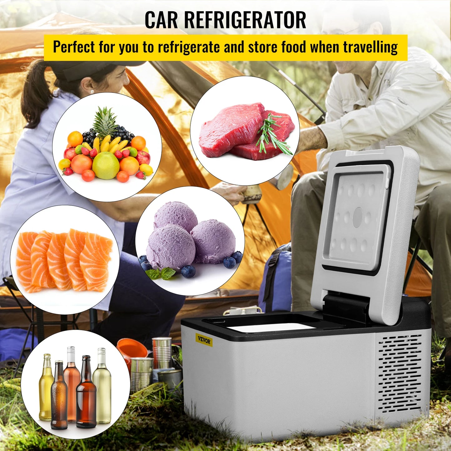 SucceBuy Portable Car Refrigerator 9L 15L Compressor Fridge