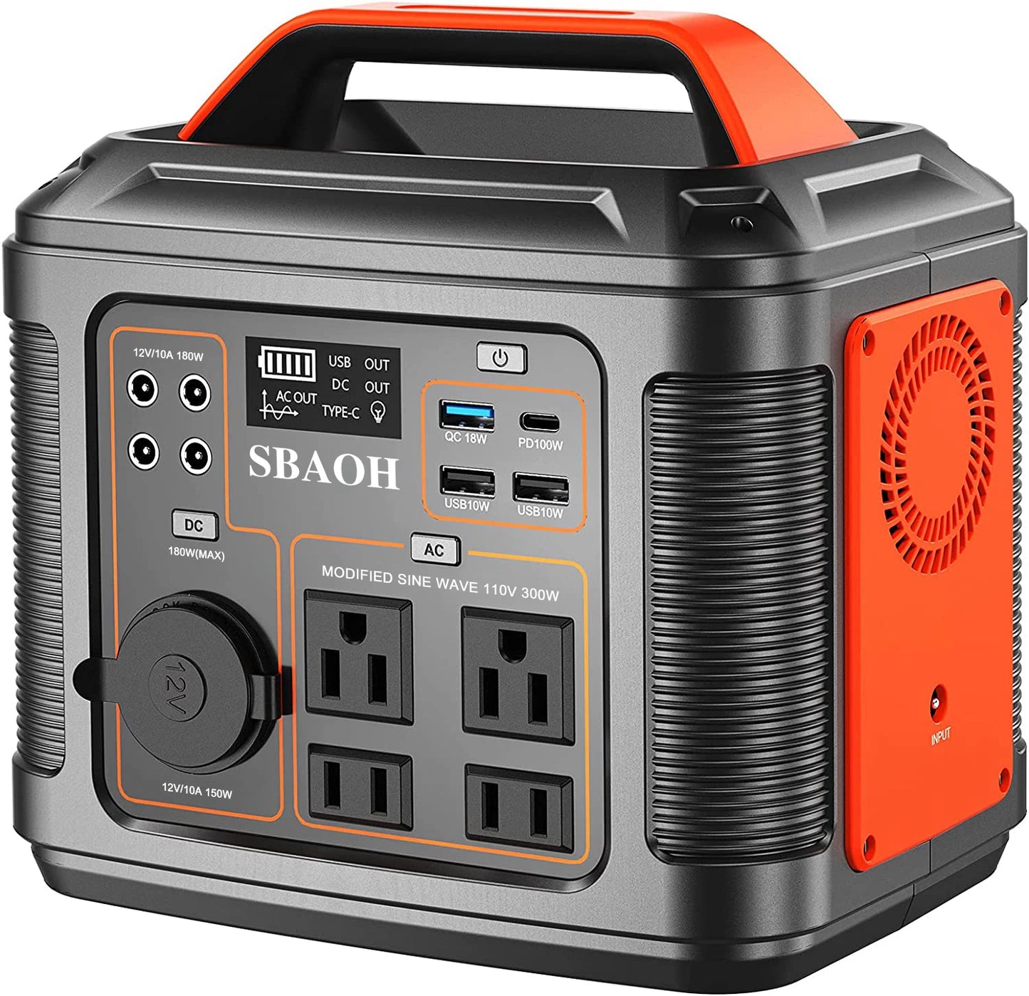 Portable Power Station 300W 296Wh Solar Generator with Quick Charge 110V AC Outlets DC Ports and LED Flashlight Lithium Battery