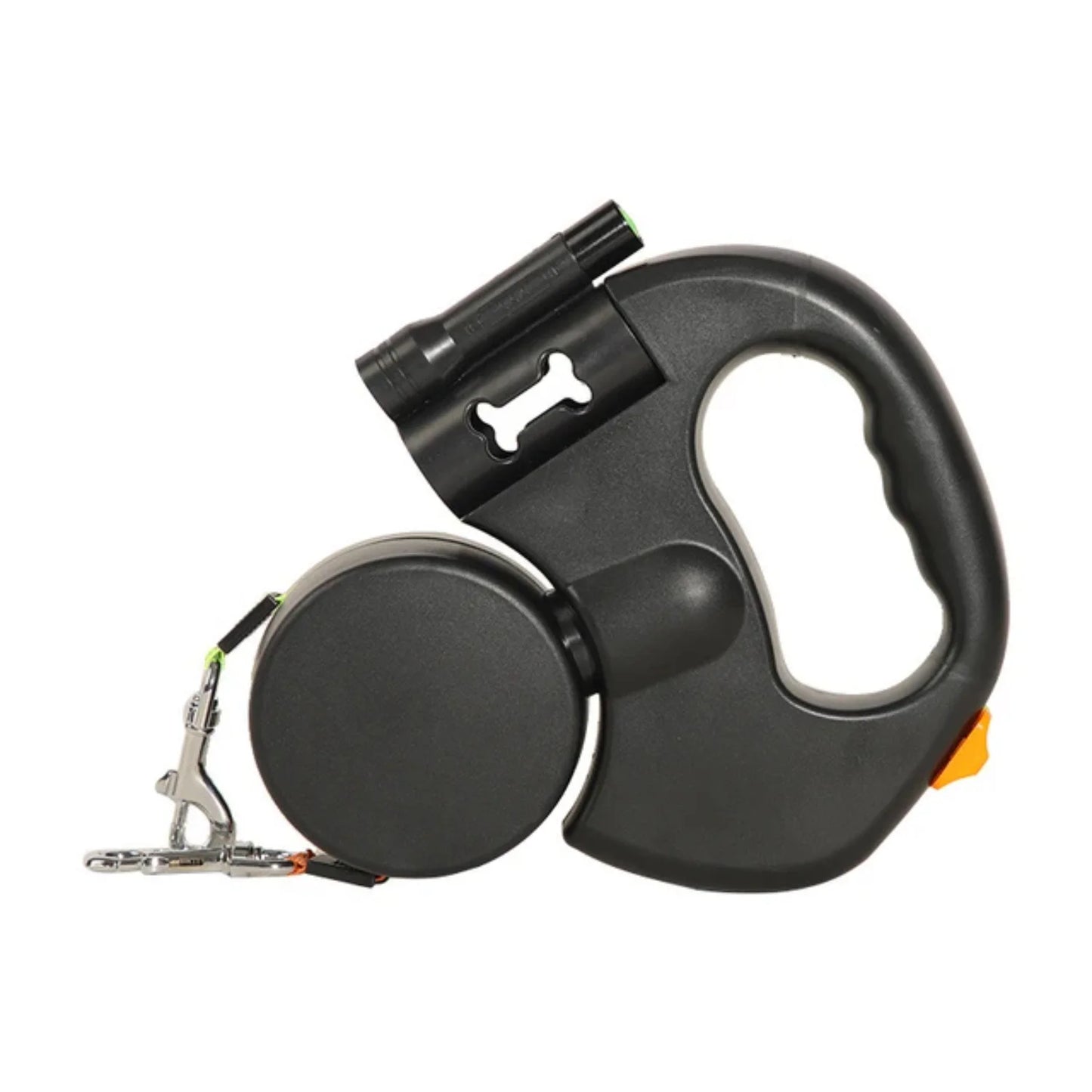Durable Double Dog Leashes Automatic Retractable Nylon Lead Extension Puppy Walk Roulette with Light Fidget Toy Poop Bag Case