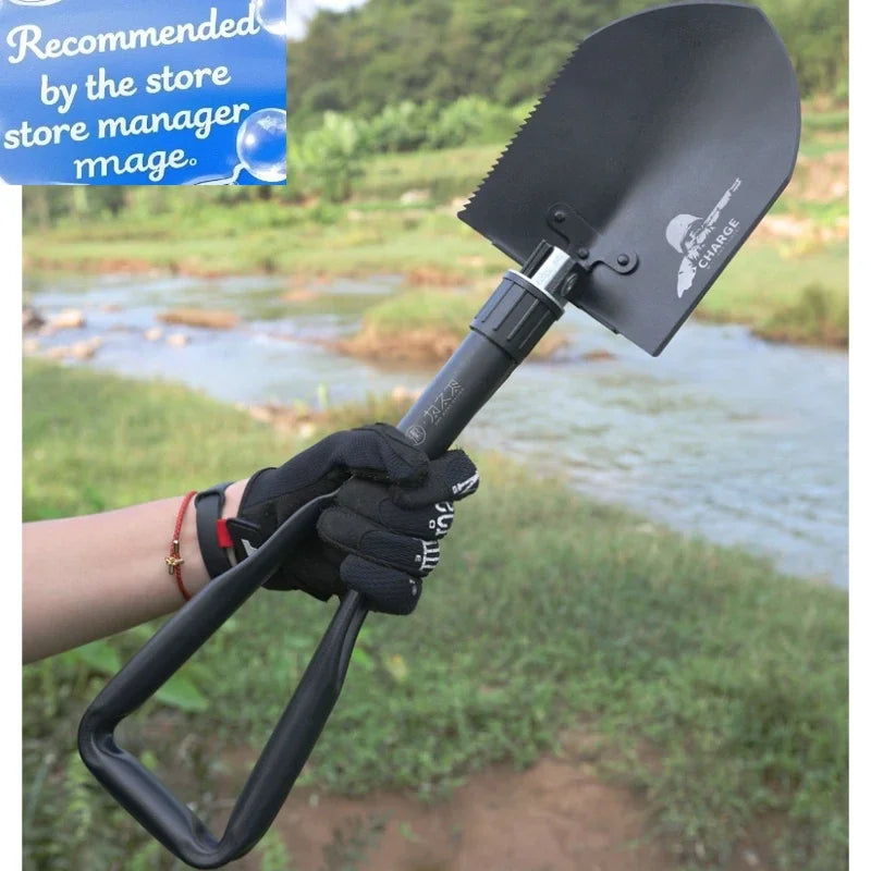 Outdoor Multi-functional Engineer Shovel Three-stage Folding Armyman Shovel Camping Vehicle Individual Shovel