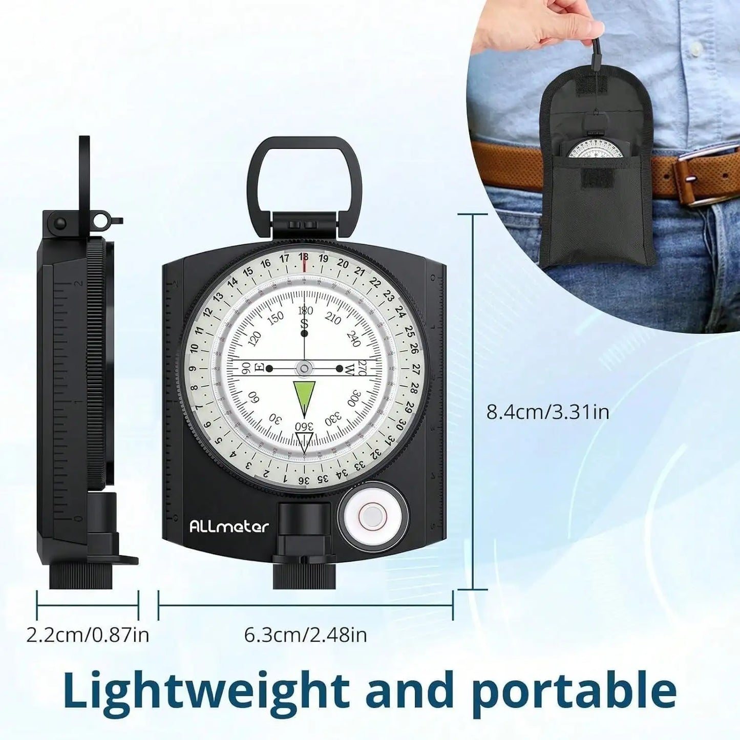 Compass Multifunction Waterproof Military Outdoor Handheld Metal Sighting With Bubble Level For Hiking Camping Climbing Biking