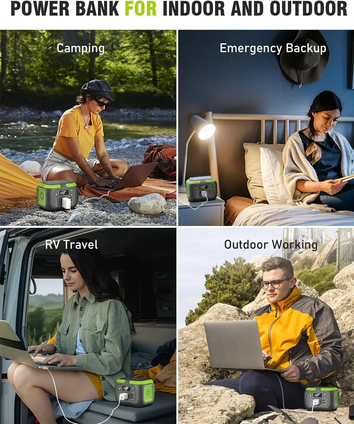 200W Portable Power Station 155Wh Solar Generator 42000mAh Power Bank with AC Outlet 110V DC USB QC3.0 for Outdoor Camping and RV Use