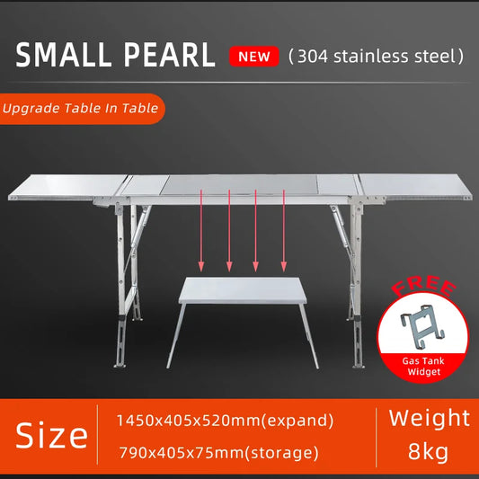IGT Folding Table 304 Stainless Steel IGT Series Set Portable Outdoor Vacation Party Camping Picnic BBQ Table Set Wild Journey