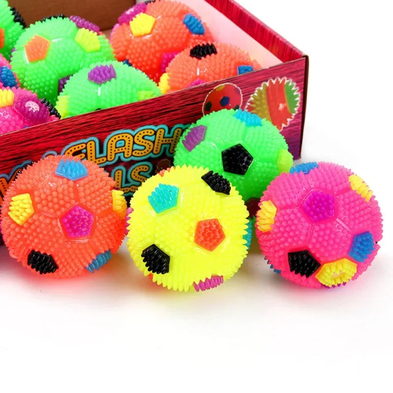 LED Light Squeaky Pet Dog Ball Toy for Small Dogs Rubber Chew and Tooth Cleaning Puppy Toy