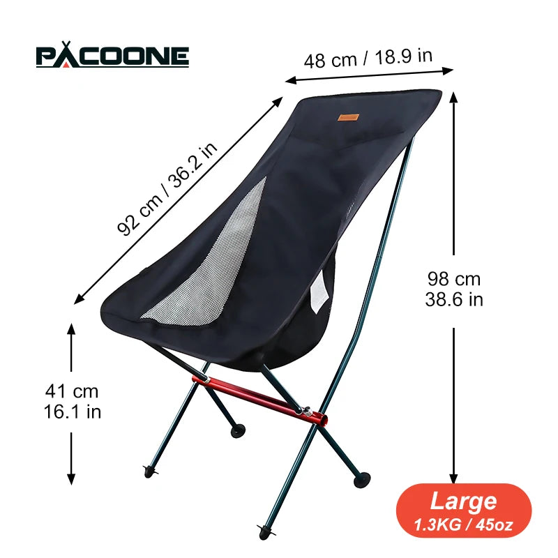 PACOONE Travel Ultralight Folding Chair Portable Moon Chair for Outdoor Camping Fishing Beach Hiking and Picnic