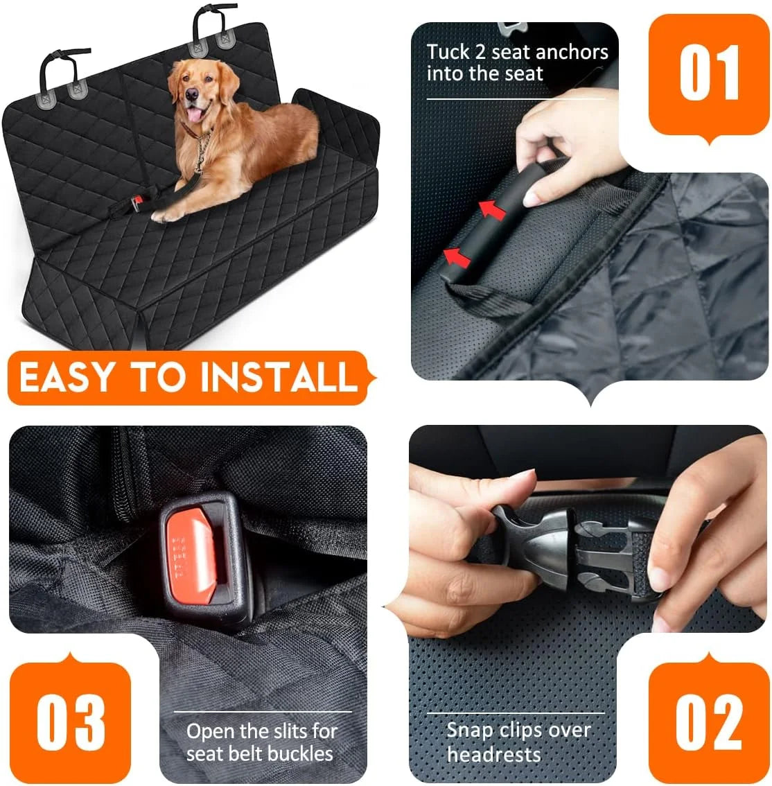 Dog Car Seat Cover Waterproof Back Seat Protector Non Slip Bench Cover for Dogs