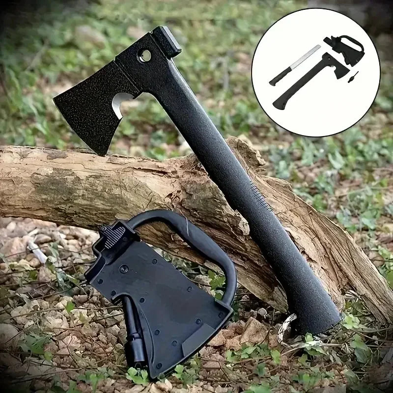 Camping Hand Axe And Survival Gear Lightweight Hatchet With Nested Serrated Wood Saw Knife And Magnesium Fire Starter Tool