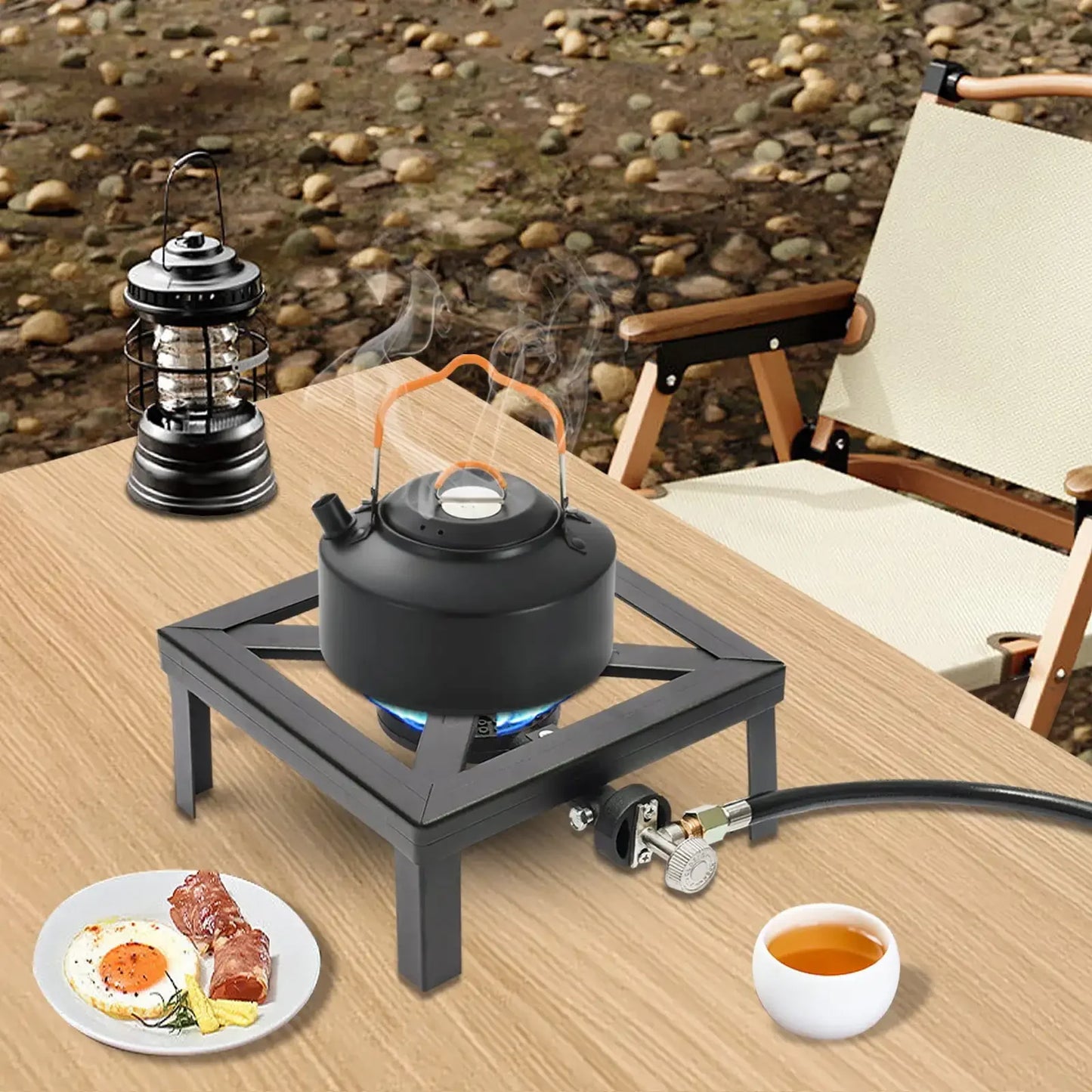 Outdoor Camping Gas Stove BBQ Propane Cooker Portable Single Burner with Adjustable Regulator 8000W