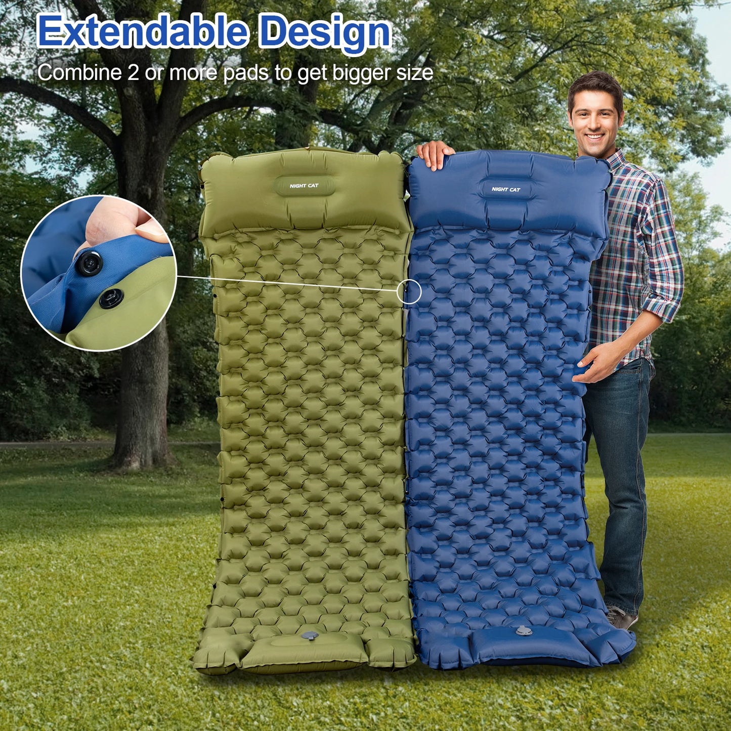 Waterproof Ultralight Air Mattress with Pillow Insulated Air Mat Outdoor Inflatable Sleeping Pad Lightweight TPU