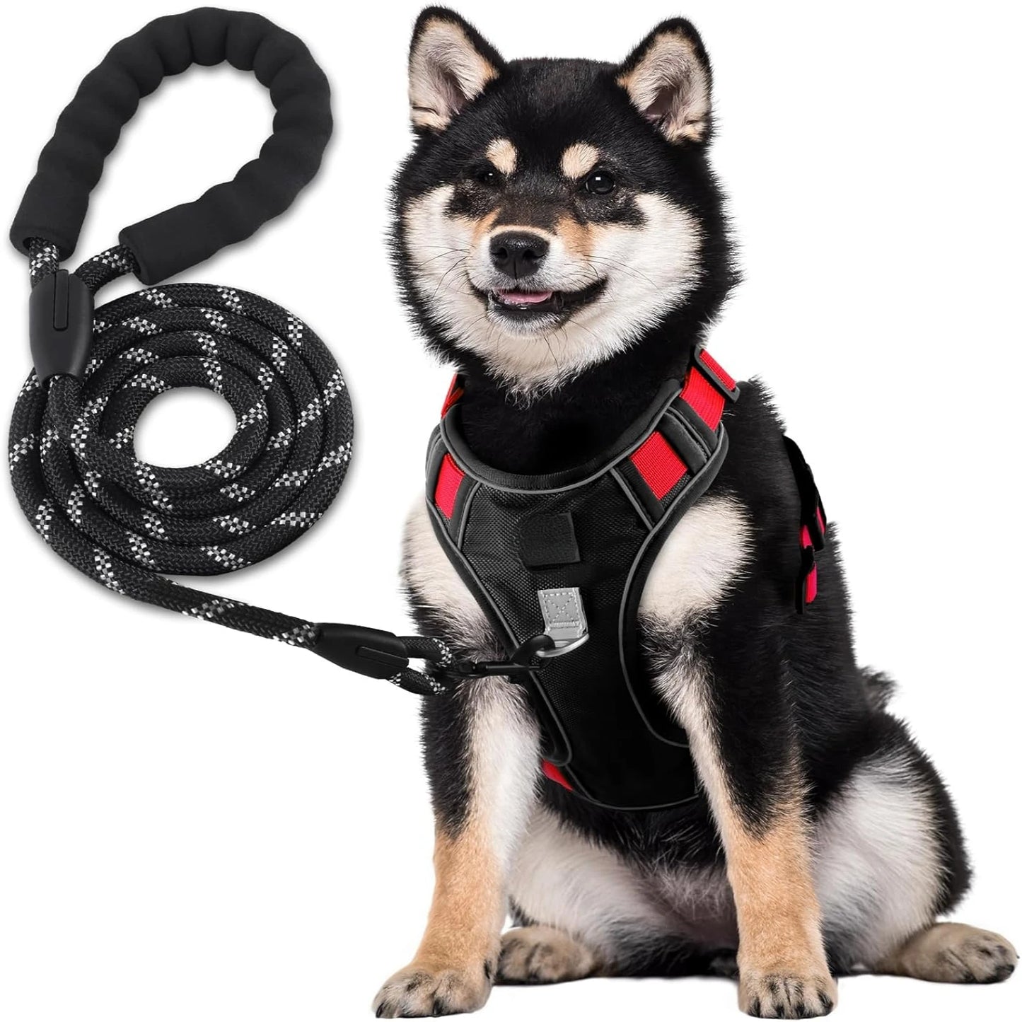 Reflective No Choke Pet Vest Set with Easy Control Handle for Medium Small Large Dogs Heavy Duty Harness and Free Leash