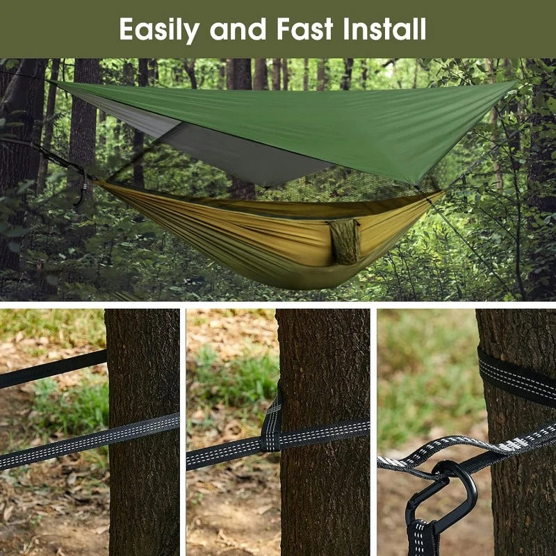 Camping Hammock with Net and Rain Fly 2 Person Lightweight Portable Hammock Tent with Tarp for Camping and Hiking