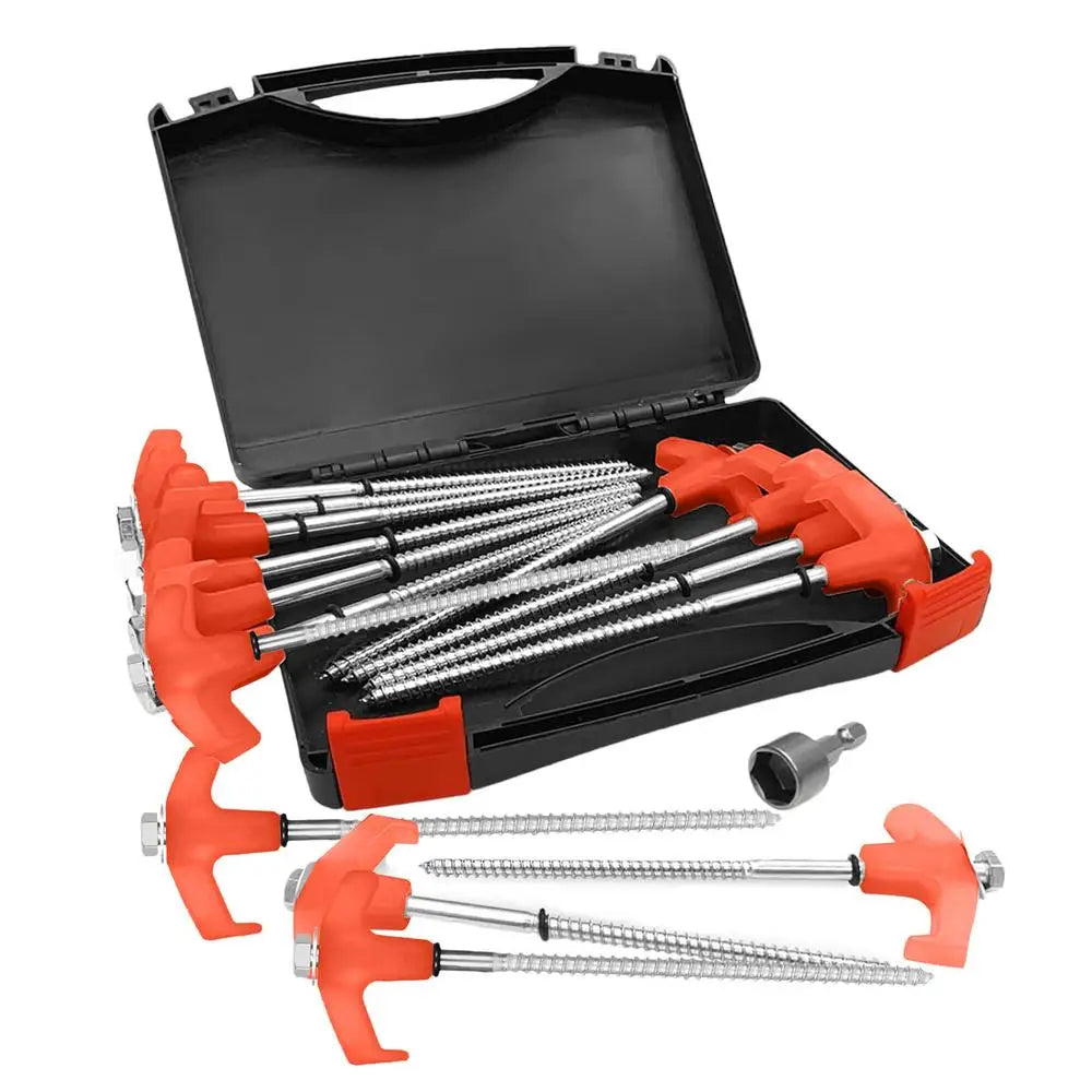 15 Pack Heavy Duty Metal Tent Stakes Spiral Ground Anchors for Camping and Outdoor Use