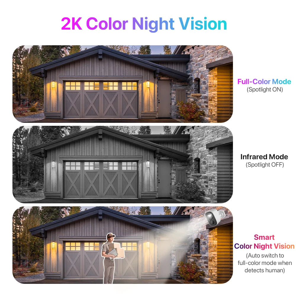 Vstarcam 2K Solar Security Cameras Wireless Outdoor Battery Powered Security Camera PIR Motion Alarm Cloud Storage Two Way Audio