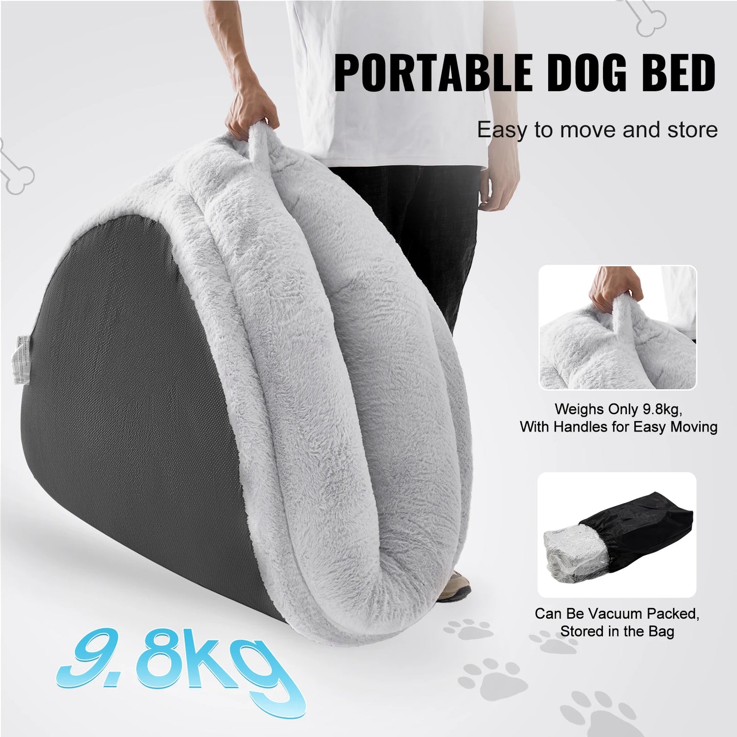 SucceBuy Adult Human Size Dog Bed With Orthopedic Foam Grey
