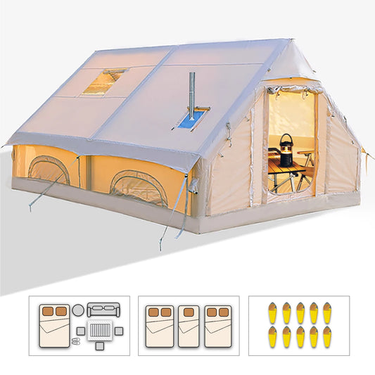 Inflatable Camping Tent with Hand Pump Large Easy Setup Portable 129 Square Feet for 8 Plus Users
