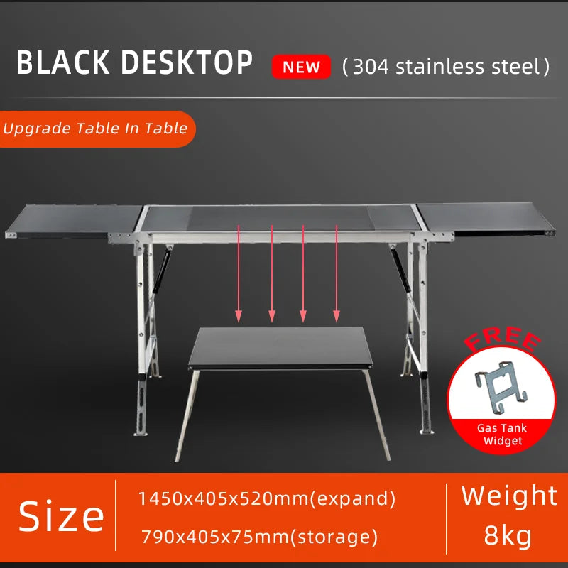 IGT Folding Table 304 Stainless Steel IGT Series Set Portable Outdoor Vacation Party Camping Picnic BBQ Table Set Wild Journey