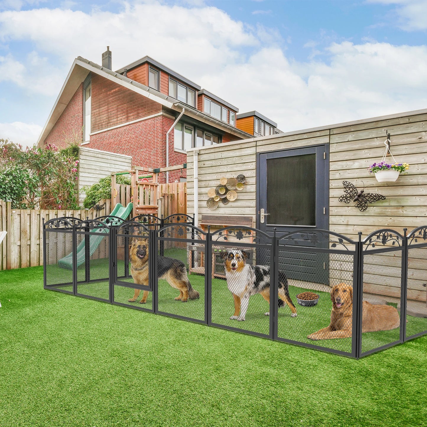 Dog Playpen Fence Detachable Play Pen Exercise Puppy Kennel Cage 8 Panels with Waterproof Pad
