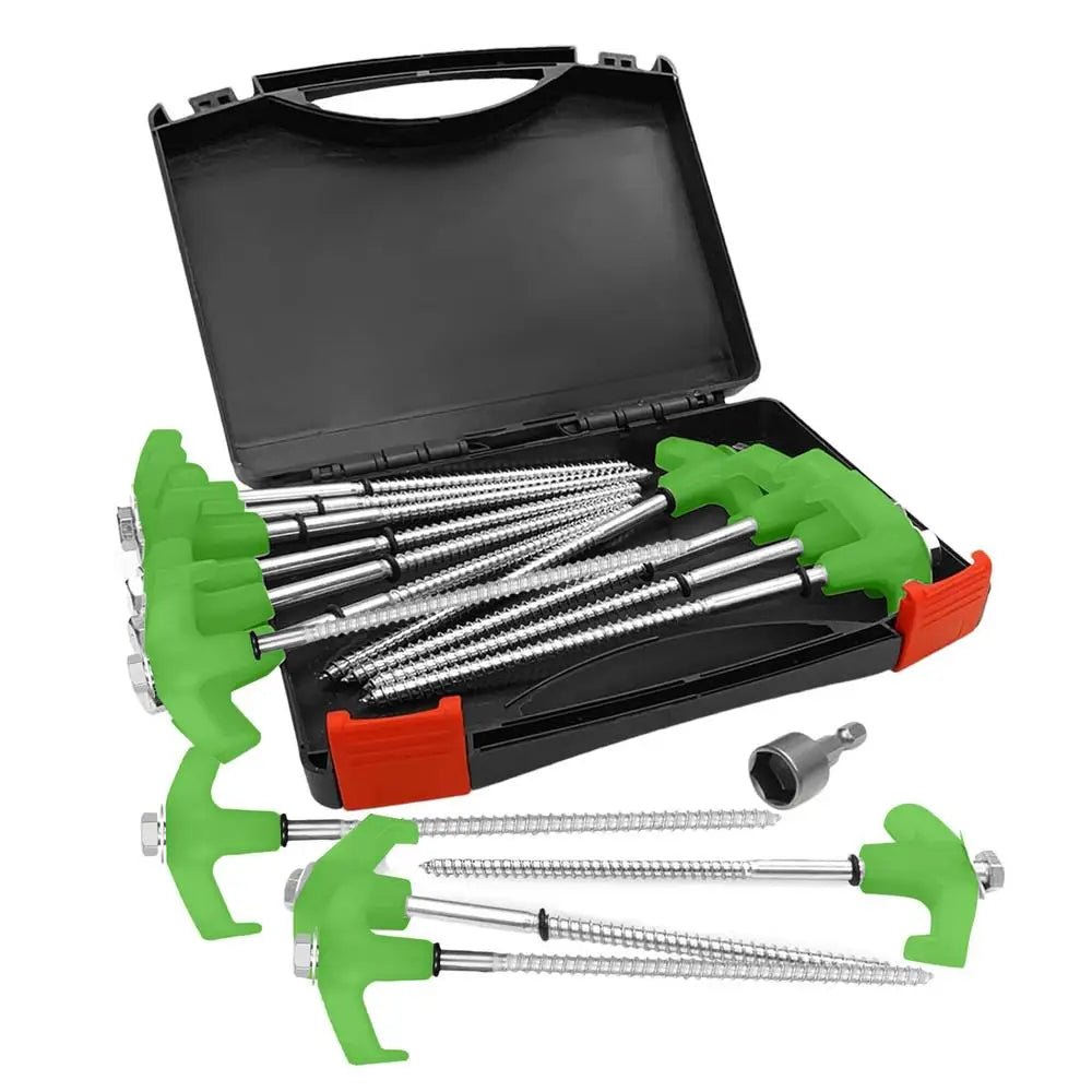 15 Pack Heavy Duty Metal Tent Stakes Spiral Ground Anchors for Camping and Outdoor Use