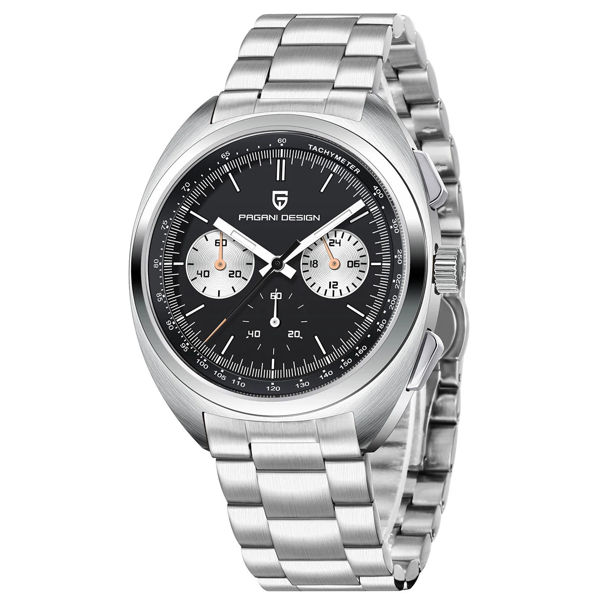 Pagani Design 2024 Retro Luxury Men's Sports Chronograph VK63 Quartz Watch AR Sapphire Waterproof Leather Clock