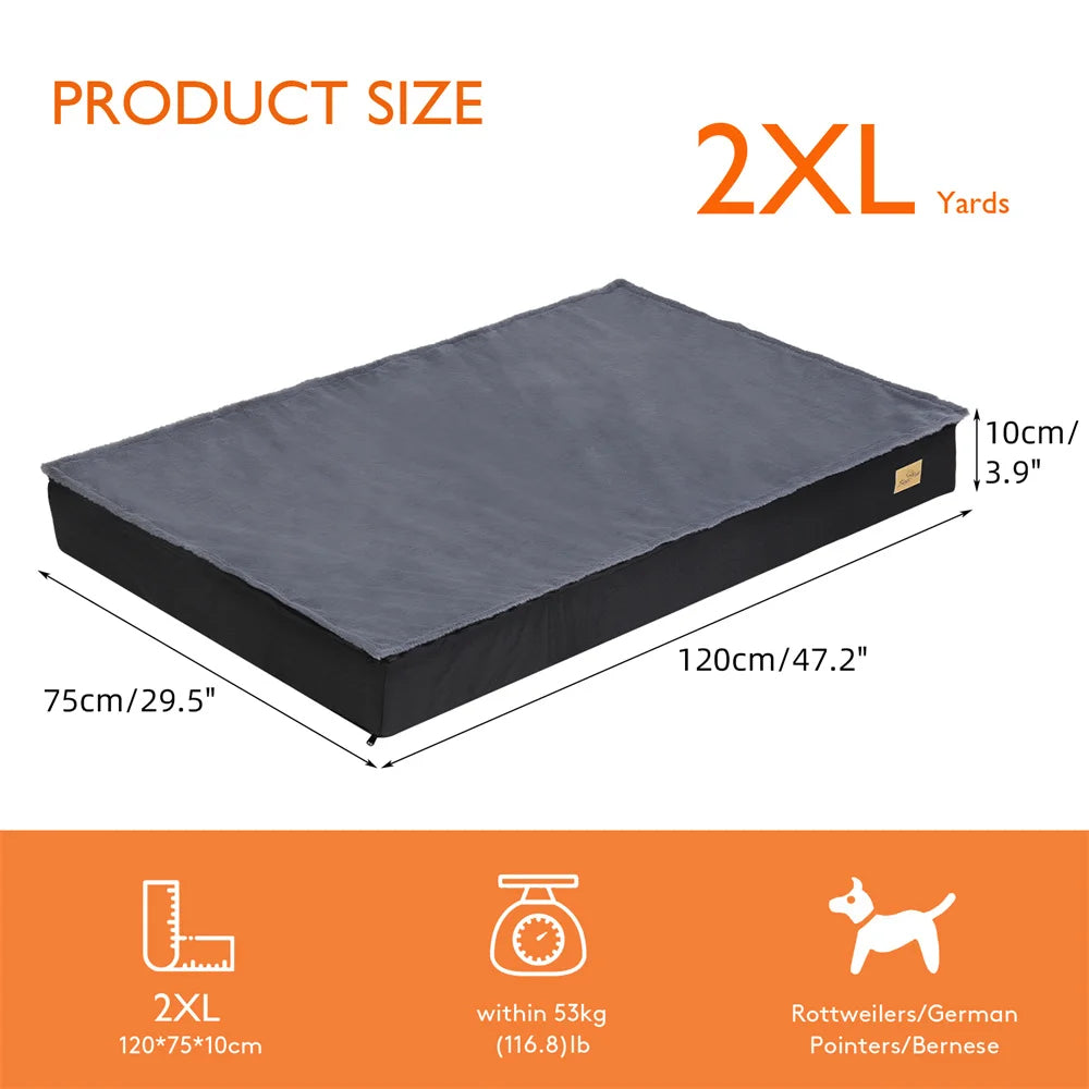 Large Orthopaedic Dog Bed Waterproof Cushion Pet Mattress 2 in 1 with Removable Washable Cover for Indoor and Outdoor Use