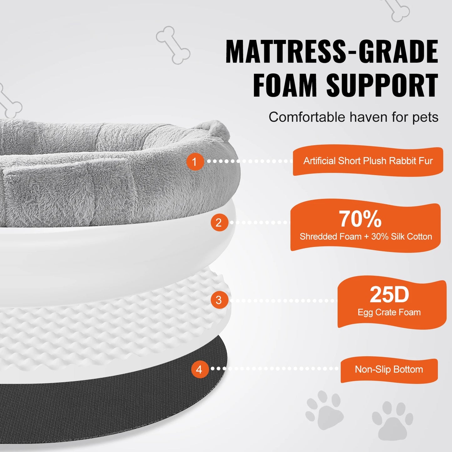 SucceBuy Adult Human Size Dog Bed With Orthopedic Foam Grey