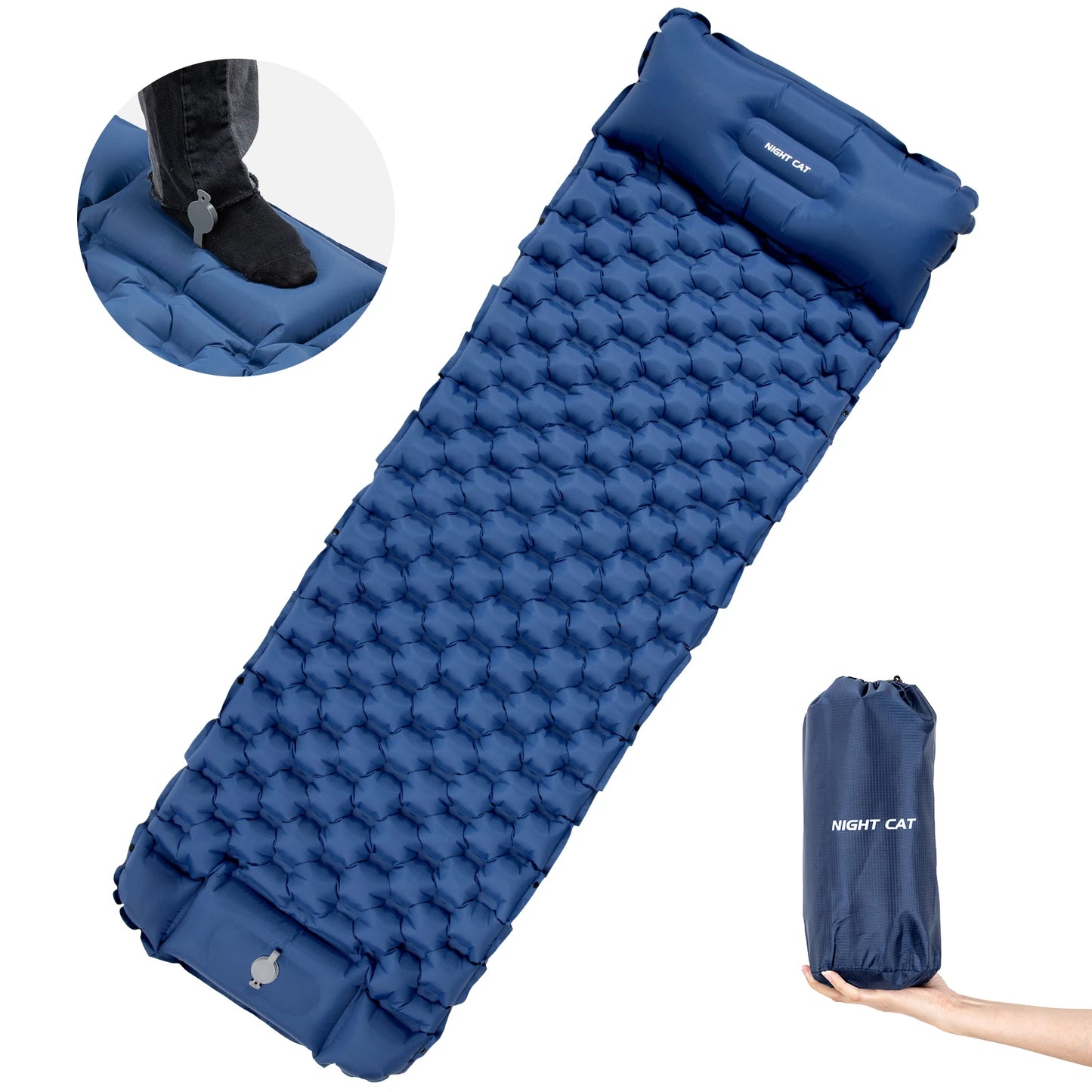 Waterproof Ultralight Air Mattress with Pillow Insulated Air Mat Outdoor Inflatable Sleeping Pad Lightweight TPU