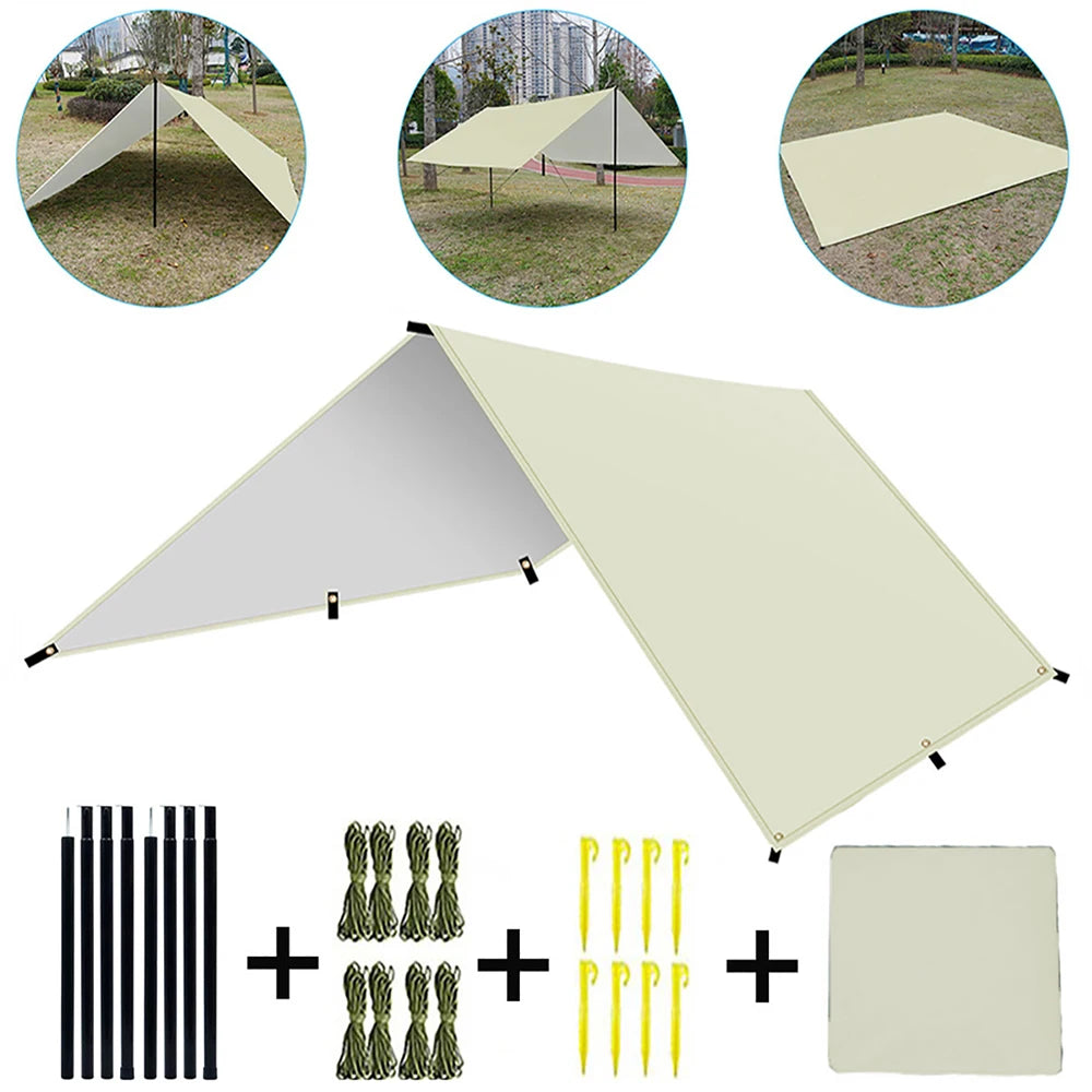 Camping Tarp Waterproof Portable Tarp Multifunctional Outdoor Camping Traveling Awning Backpacking Tarp Shelter Rain Tarp