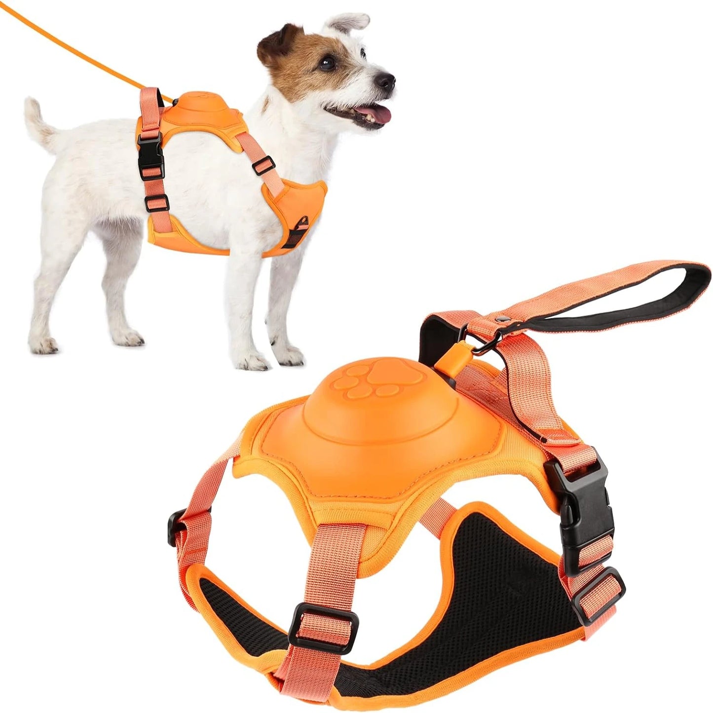 Adjustable Reflective Retractable No Pull Dog Harness for 15 to 33 Pounds Dogs Comfortable and Secure Walking Experience