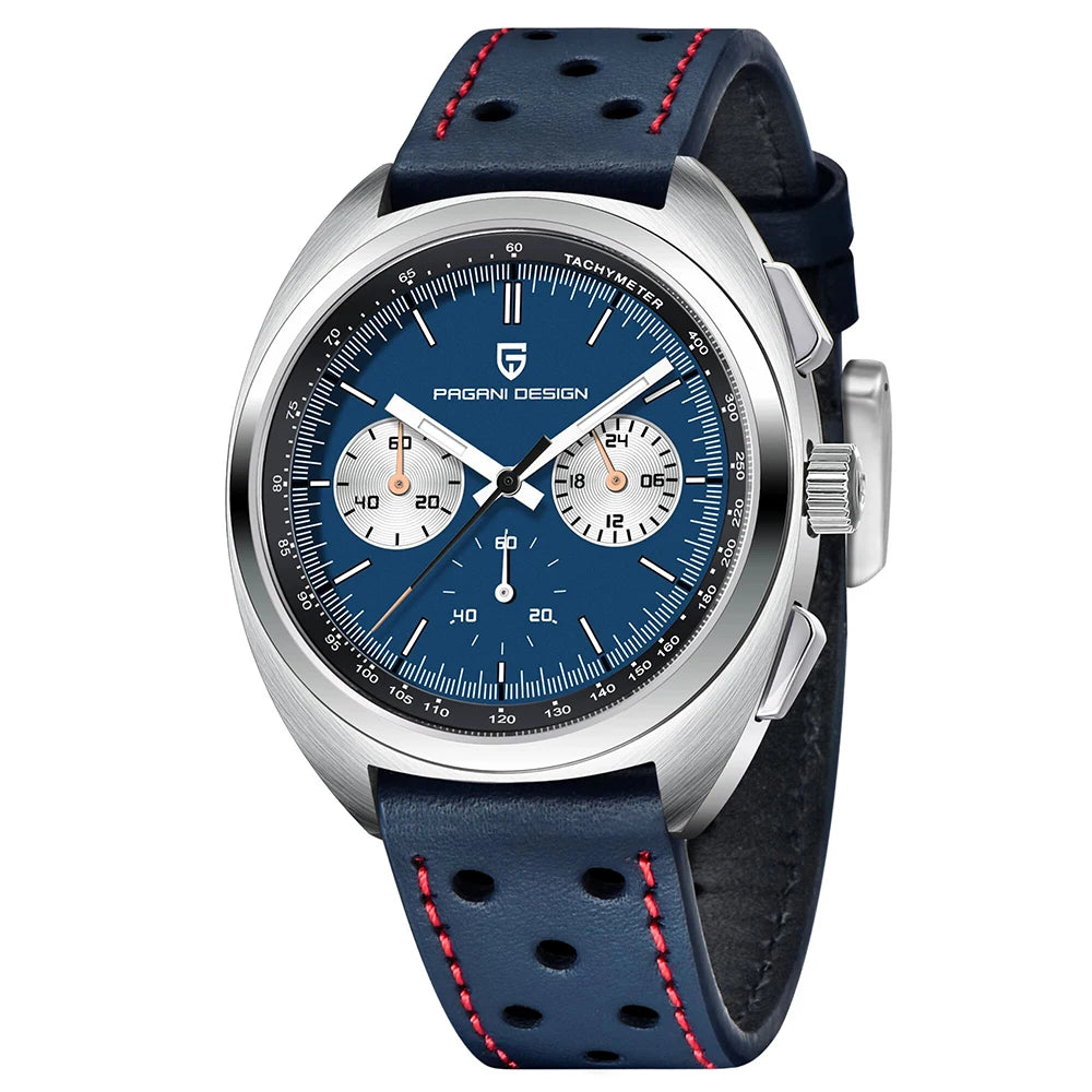 Pagani Design 2024 Retro Luxury Men's Sports Chronograph VK63 Quartz Watch AR Sapphire Waterproof Leather Clock