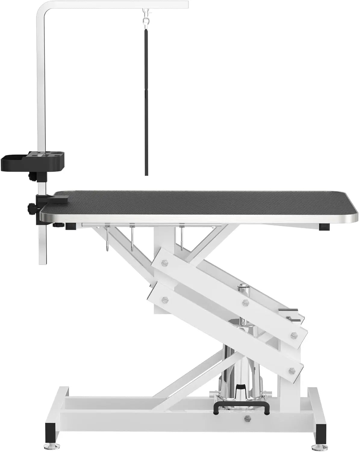 Hydraulic Pet Grooming Table with Anti-Static Table Top Heavy Duty Z-Lift Dog Grooming Table Adjustable Height 21 to 36 Inches with Armrests and Leash Covers 330 Pounds Capacity