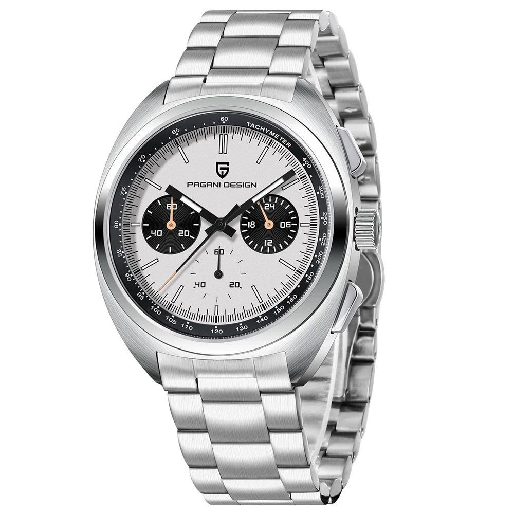 Pagani Design 2024 Retro Luxury Men's Sports Chronograph VK63 Quartz Watch AR Sapphire Waterproof Leather Clock