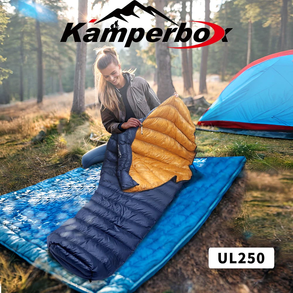 Kamperbox Ultralight Down Sleeping Bag for Camping Outdoor Use Comfortable Temperature Scale 5 to 0 Degrees