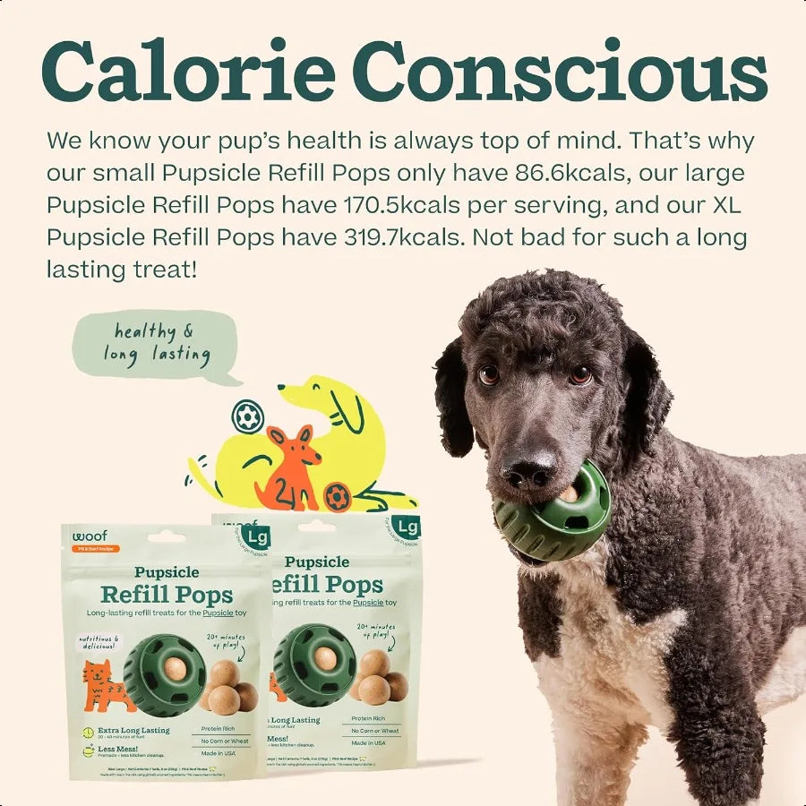 Pupsicle Refill Pops LowM Dog Snacks with Peanut Butter and Beef Dog Treats Long Lasting Large Pops 7 Count