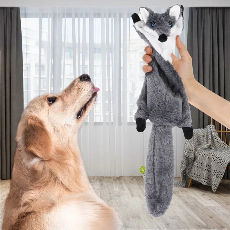 5 Pieces Funny Simulated Animal No Stuffing Dog Toy Set Durable Plush Squeaky Chew Toys for Dogs