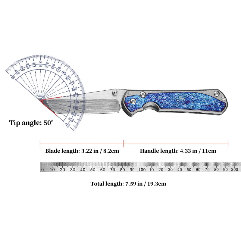 High Quality M390 Steel Folding Pocket Knife, Men's EDC Pocket Knife, Titanium, Outdoor Hiking Hunting, Camping Knife