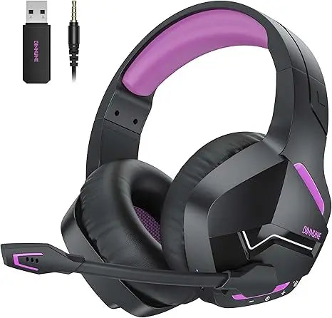 Binnune BW01 Wireless Gaming Headset with Microphone for PC PS4 PS5 2.4G Bluetooth USB Gamer Headphones for Laptop Computer
