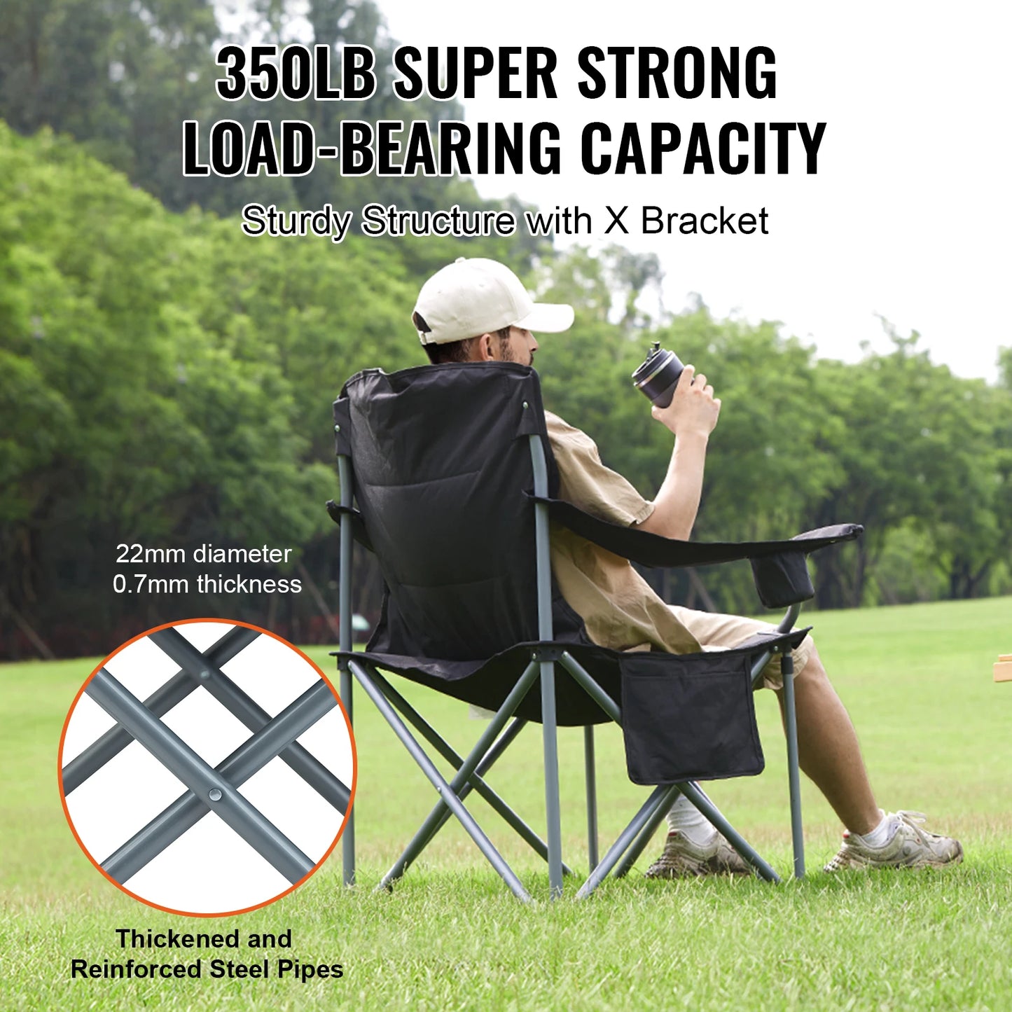 SucceBuy Outdoor Camping Chair 350lbs High Load Ultralight Folding Portable Beach Hiking Picnic Travel Seat Fishing Tool
