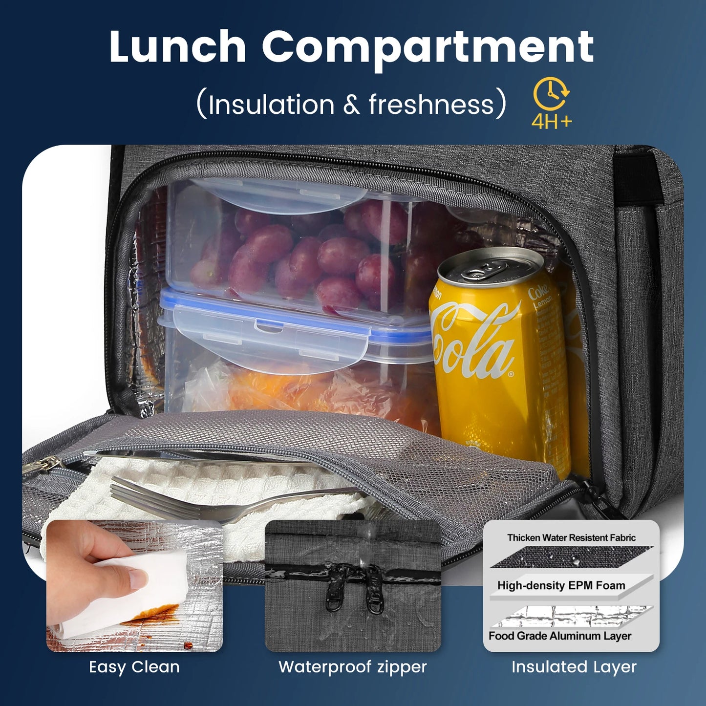 Insulated Backpack Lunch Bag Durable Waterproof Leak Proof Cooler Case for Camping with USB Port