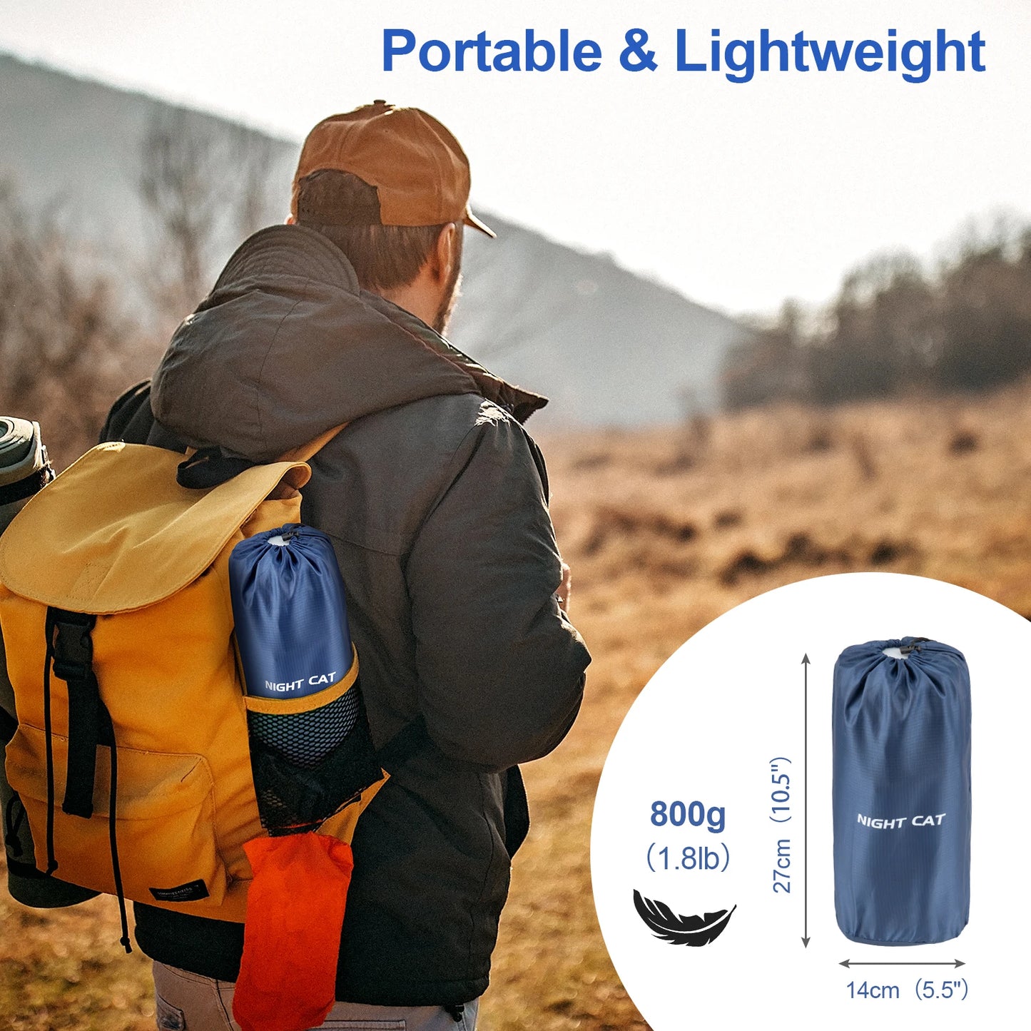 Waterproof Ultralight Air Mattress with Pillow Insulated Air Mat Outdoor Inflatable Sleeping Pad Lightweight TPU